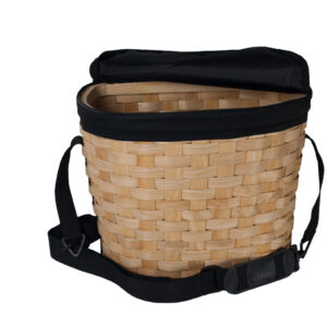 Gerla porta funghi in legno intrecciato con chiusura in tessuto – 37x22,5x28,5 cm - RD26Z
