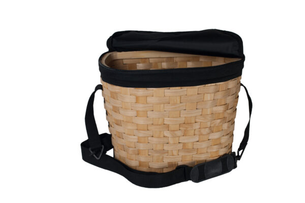 Gerla porta funghi in legno intrecciato con chiusura in tessuto – 37x22,5x28,5 cm - RD26Z