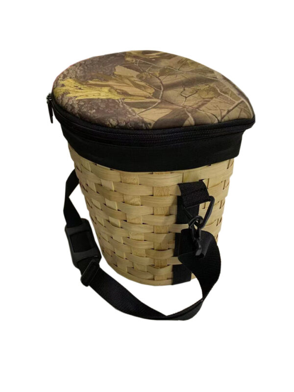 Gerla porta funghi in legno intrecciato con chiusura in tessuto – 37x22,5x28,5 cm - RD26Z - immagine 2